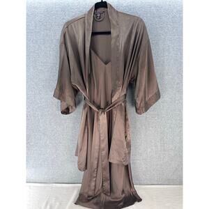 Victorias Secret Women XS/S Taupe Midi Slip & Robe Sexy Lingerie Classic Comfort